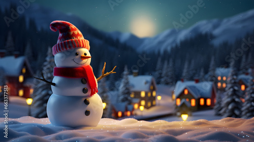 snowman happy christmas nighttime