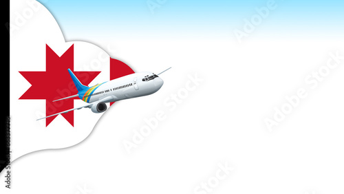 3d illustration plane with Udmurtia flag background for business and travel design