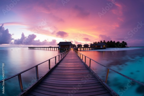 Maldives seascape at sunset  a paradise vacation for the luxury minded