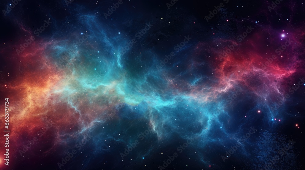 Colorful cosmic universe with stunning galaxy, shining stars in space background