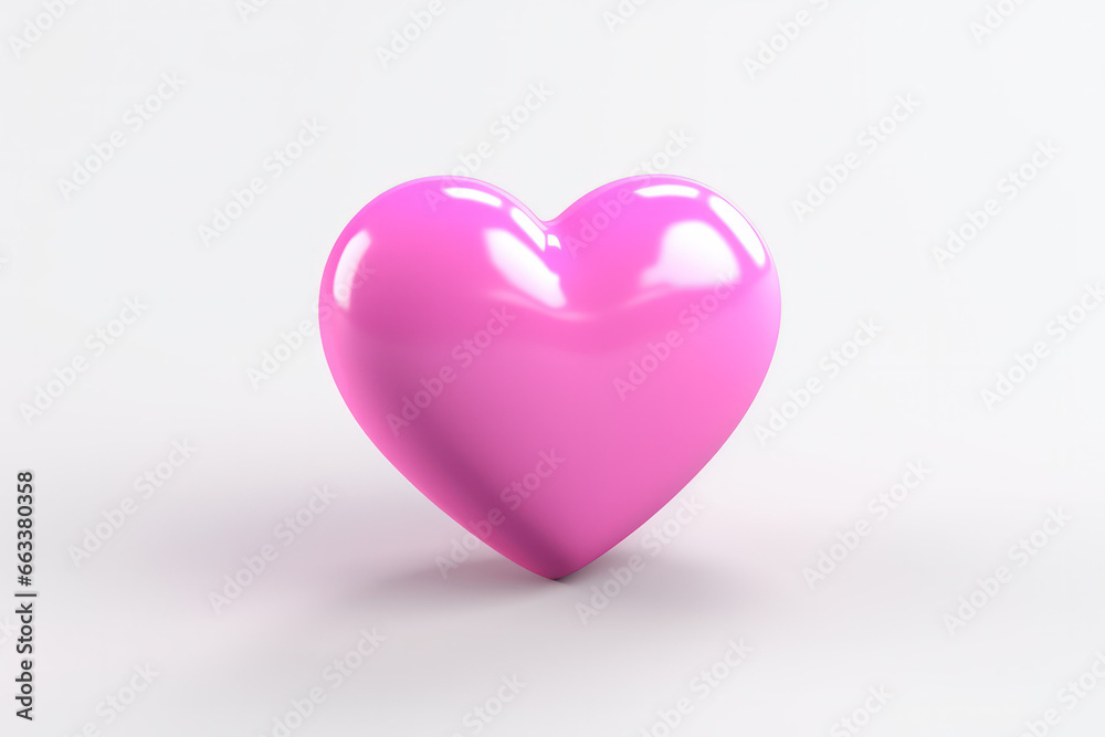 3D Render of Pink Heart Symbol on Clean White Background - Love and Affection Concept