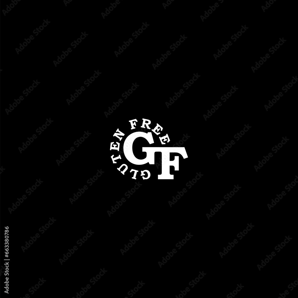 Gluten free letter logo icon isolated on dark background Gluten free letter logo icon isolated on dark background