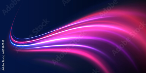 Fototapeta Naklejka Na Ścianę i Meble -  Laser beams luminous abstract sparkling isolated on a transparent background. Racing cars dynamic flash effects city road with long exposure night ligh. 