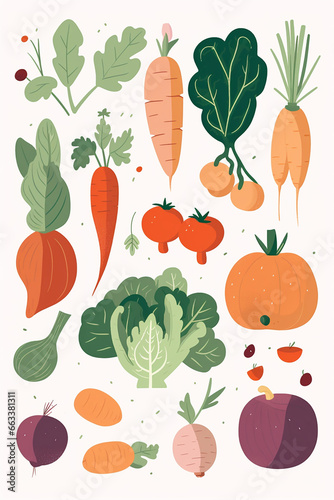 collection of vegetables set created with Generative Ai