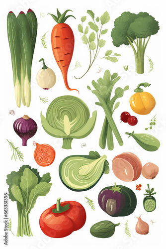 collection of vegetables set created with Generative Ai