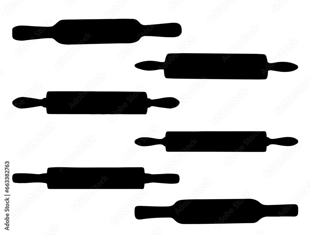 Rolling pins silhouette vector art white background Rolling pins silhouette vector art white background