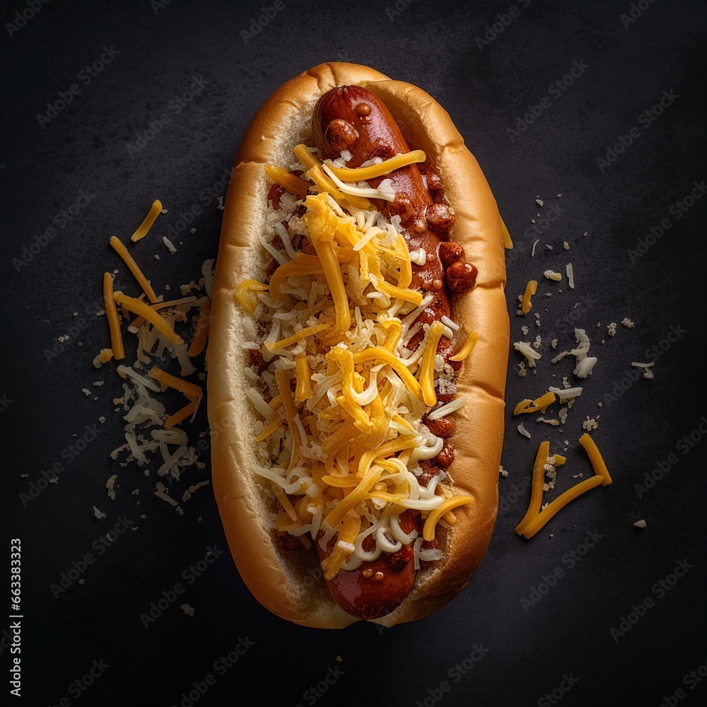 Hot dog z dodatkami - obrazy, fototapety, plakaty 
