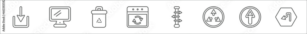 outline set of user interface line icons. linear vector icons such as equal, sand clock, correct, activated, gallery, forward, envelope, voice recording