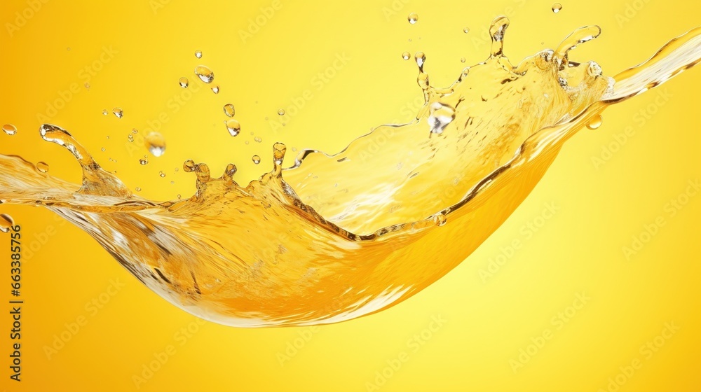 a yellow background with water splashing on it's side. generative ai a yellow background with water splashing on it's side. generative ai