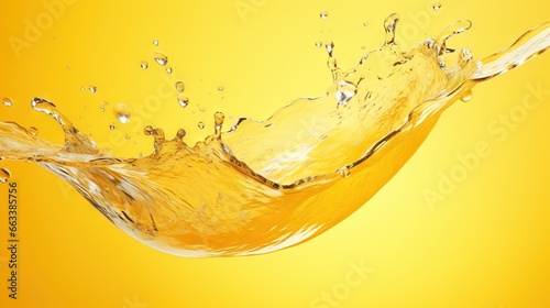  a yellow background with water splashing on it's side.  generative ai