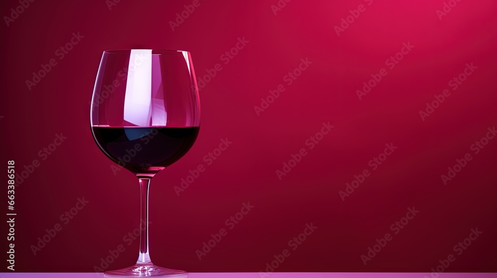 a glass of red wine sitting on a table next to a red wall. generative ai a glass of red wine sitting on a table next to a red wall. generative ai