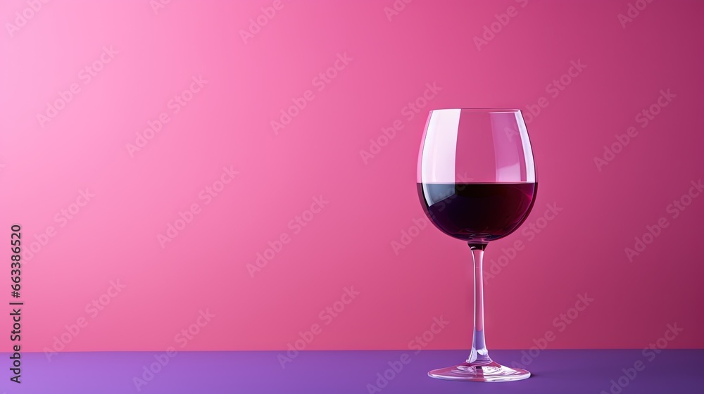 a glass of red wine on a purple and pink background. generative ai a glass of red wine on a purple and pink background. generative ai