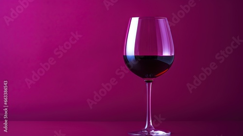  a glass of red wine on a pink background with a reflection. generative ai
