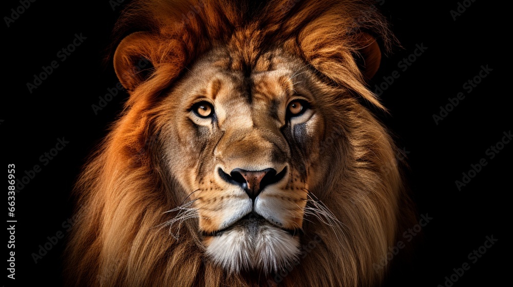 lion head portrait  isolated on black background