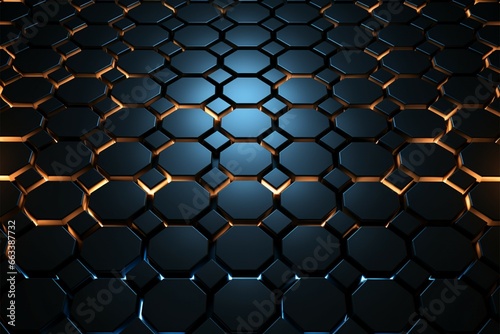 Sci fi 3D render A dark hexagonal backdrop with futuristic allure
