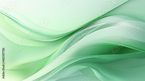  a green abstract background with wavy lines and curves in the center. generative ai