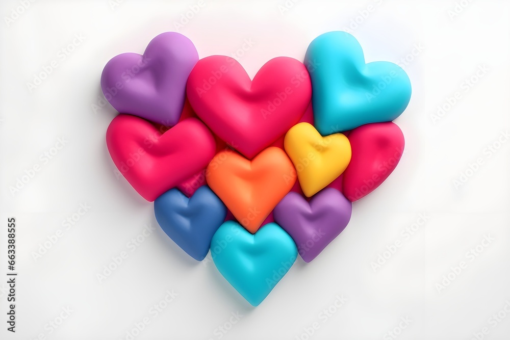 Happy Valentine's Day, icon with shape plasticine effect. Y2K, colorful heart design for greeting cards, posters, banners, flyers, invitations to parties, and social media templates. Generative AI. Happy Valentine's Day, icon with shape plasticine effect. Y2K, colorful heart design for greeting cards, posters, banners, flyers, invitations to parties, and social media templates. Generative AI.