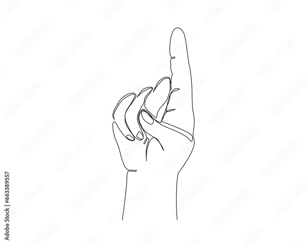 Continuous one line drawing of hand gesture . Human hand clenched into