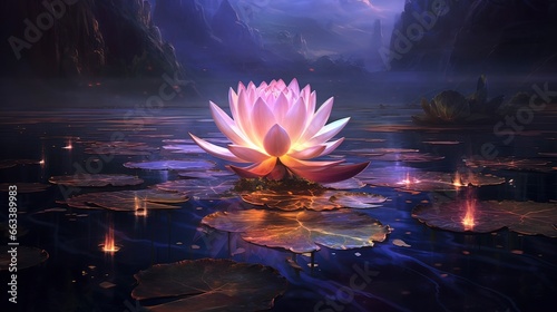 Magical lotus flower on the...