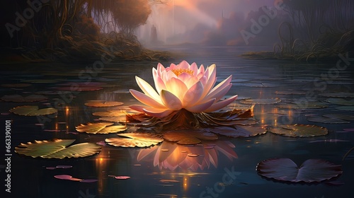 Magical lotus flower on the...