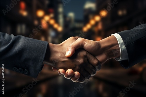 Successful deal Businessmen shake hands, marking the end of a productive meeting