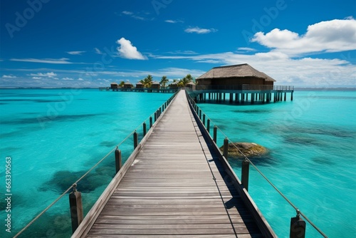 Sunny Maldives resort Colorful seascape, perfect for summer vacation getaways © Jawed Gfx