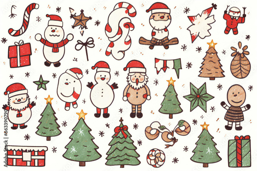The cute Christmas pattern on a white background is ideal for gift wrapping paper, backgrounds, and other high-quality prints.AI generated