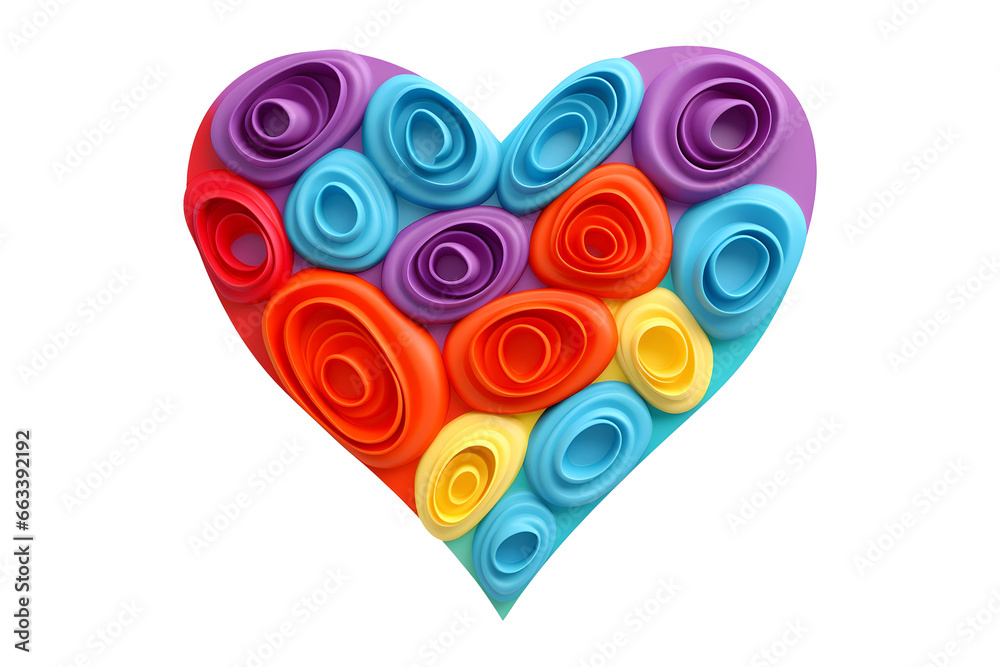 Happy Valentine's Day, icon with shape plasticine effect. Y2K, colorful heart design for greeting cards, posters, banners, flyers, invitations to parties, and social media templates. Generative AI.