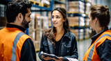 Woman Foreman in Warehouse: Coordination of Delivery Schedules