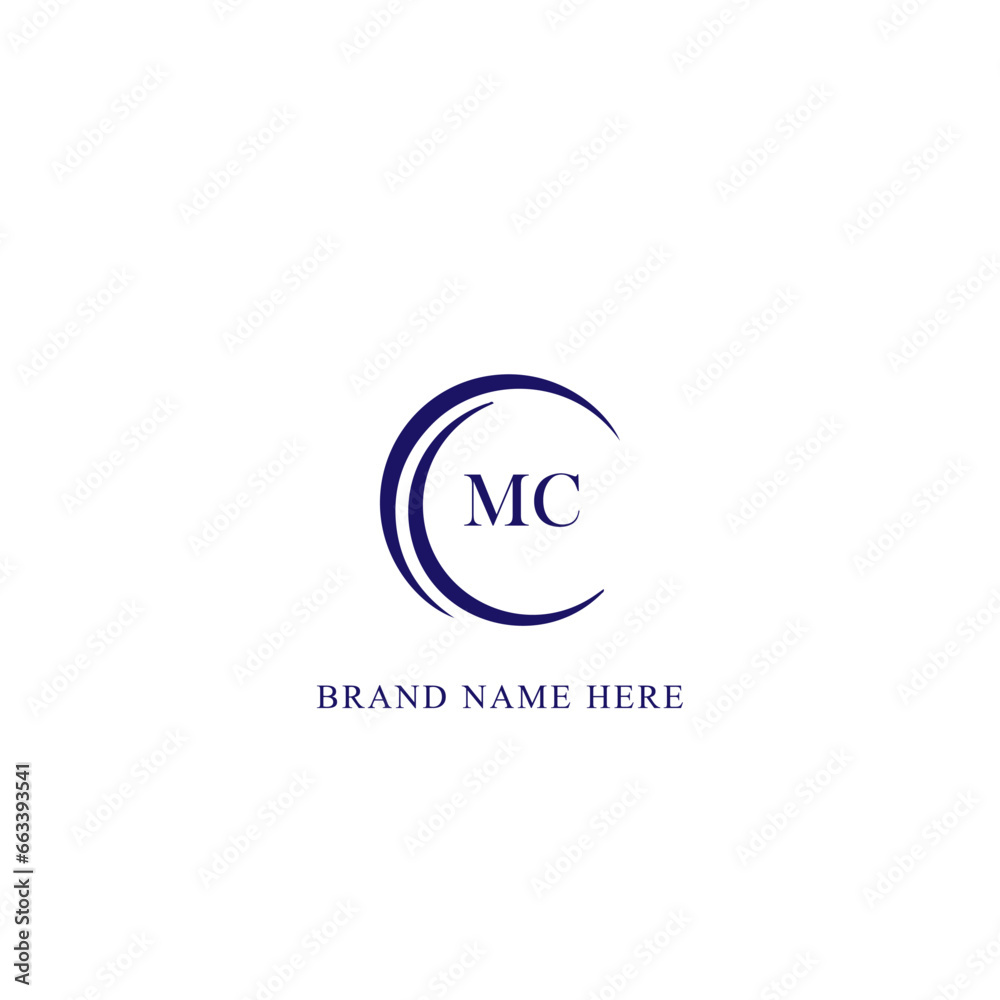 MC logo. M C design. White MC letter. MC, M C letter logo design. Initial letter MC linked circle uppercase monogram logo. M C letter logo vector design. 