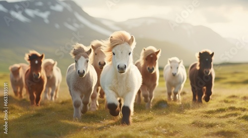 herd of horses in the mountains 