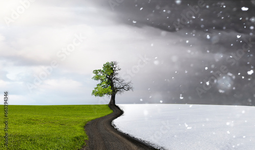 Jahreszeitenwechsel von Sommer zu Winter