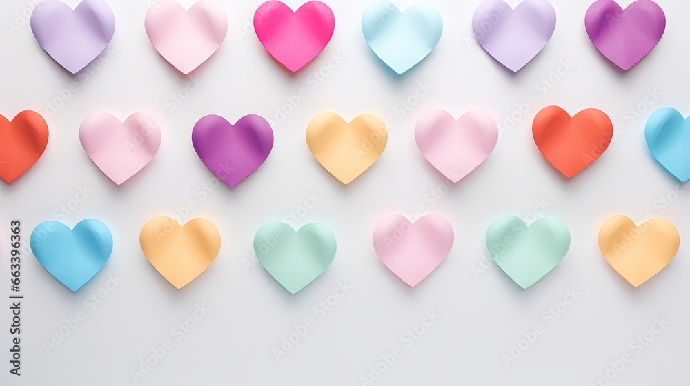  a bunch of hearts that are on a white surface with a white background.  generative ai