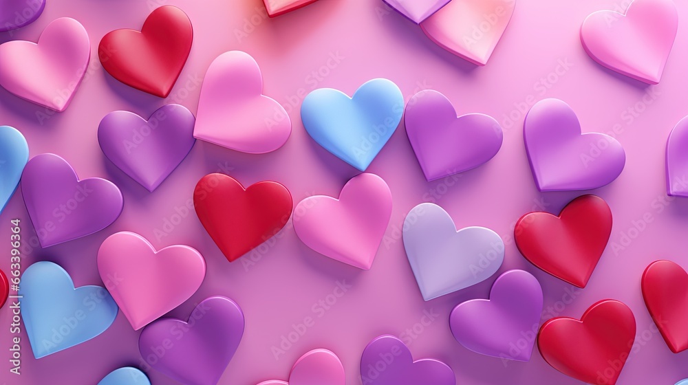  a bunch of hearts that are on a pink surface with a pink background.  generative ai
