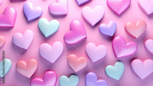  a lot of hearts that are on a pink surface with a pink background.  generative ai