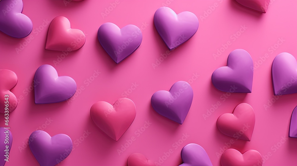  a pink and purple background with many hearts on the side.  generative ai