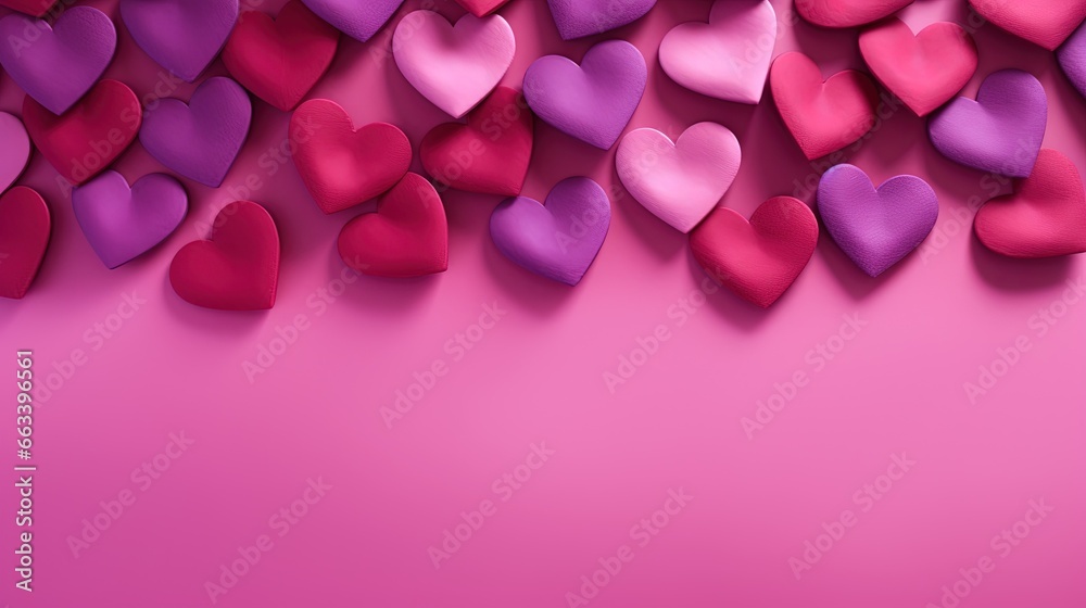  a pink and purple background with hearts on the side of it.  generative ai