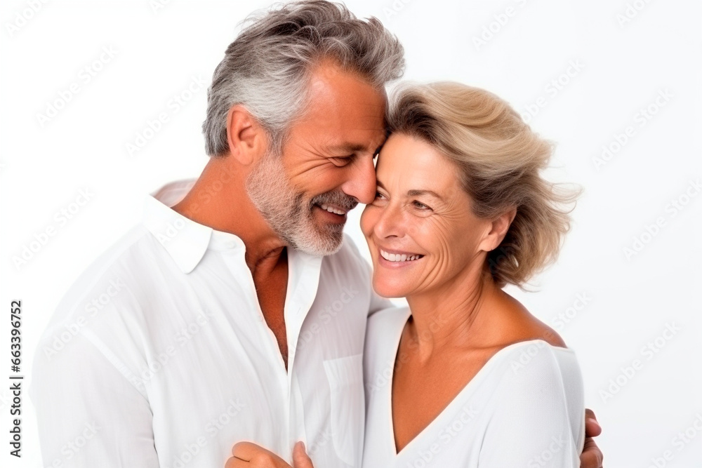 Mature couple in love, isolated on white background. Mature couple in love, isolated on white background.