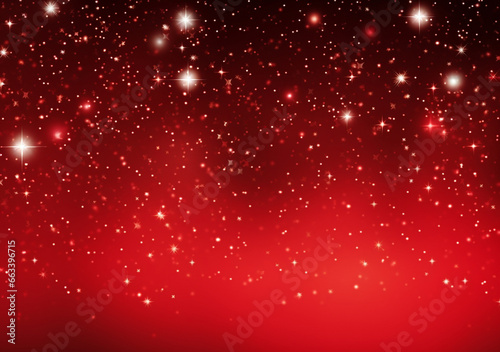 Elegant luxurious red background adorned with shimmering yellow gold stars and small bokeh  creating internationally renowned graphic for various festive celebrations. Generative AI.