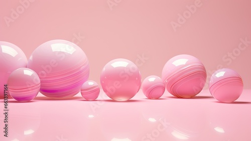  a group of pink balls sitting on top of a pink surface. generative ai