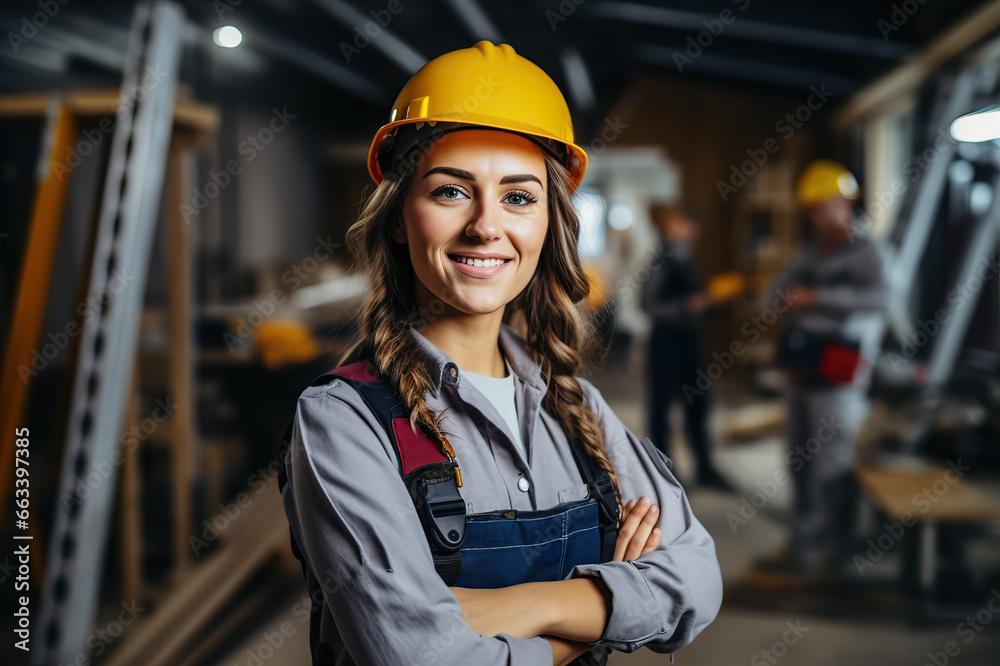 Empowered Industry Portrait of a Professional Female Maintenance Engineer in Safety Gear at the Factory Station. created with Generative AI Empowered Industry Portrait of a Professional Female Maintenance Engineer in Safety Gear at the Factory Station. created with Generative AI