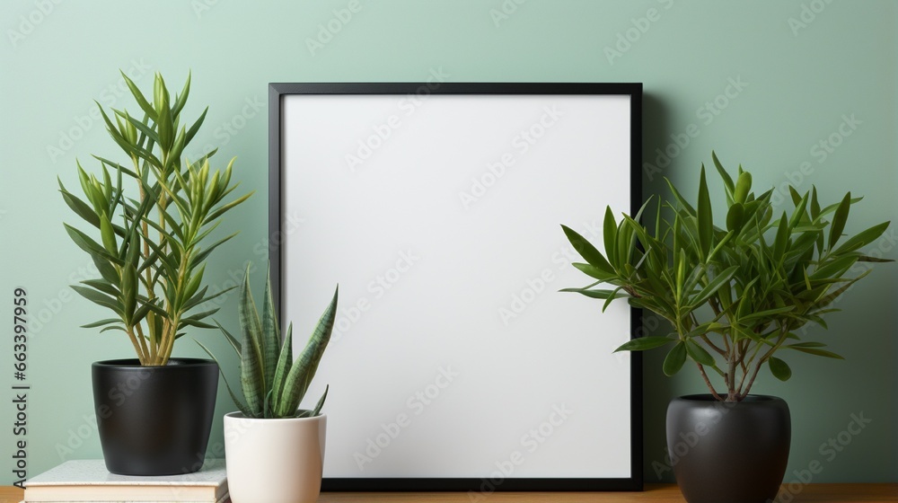 desk with plants. generative ai desk with plants. generative ai