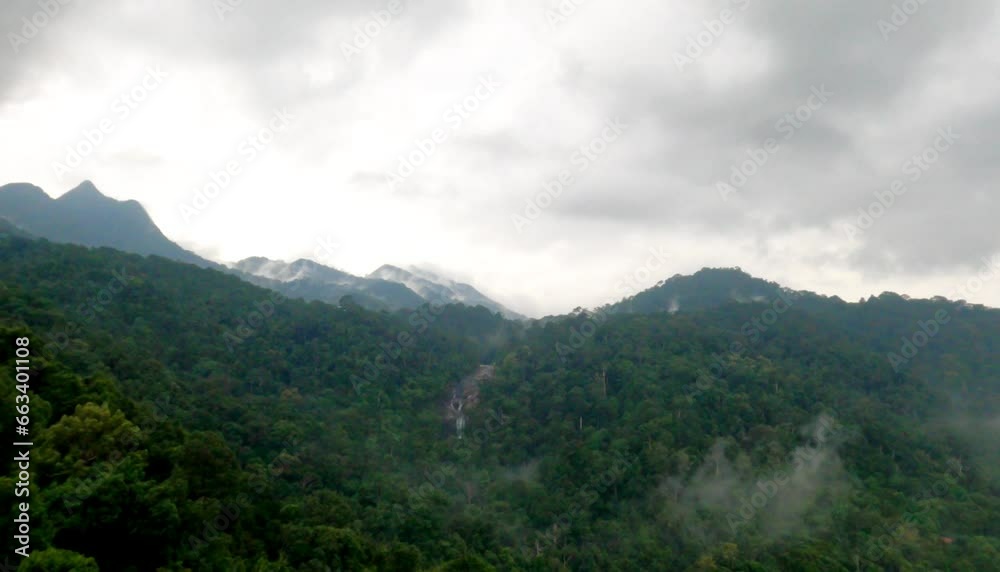 Aerial view of a rainforest in the mountains range Aerial view of a rainforest in the mountains range