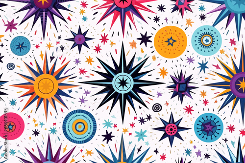 Compass rose quirky doodle pattern, wallpaper, background, cartoon, vector, whimsical Illustration