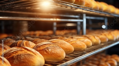 Bread bakery food factory, Production fresh Bread bakery, Automated production of bakery products.
