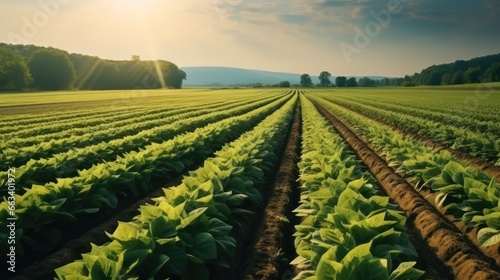 Agriculture, Vast soybean field.