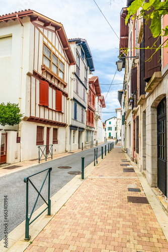 Colorful Basque buildings in the old town of Saint-Jean-de-Luz  France