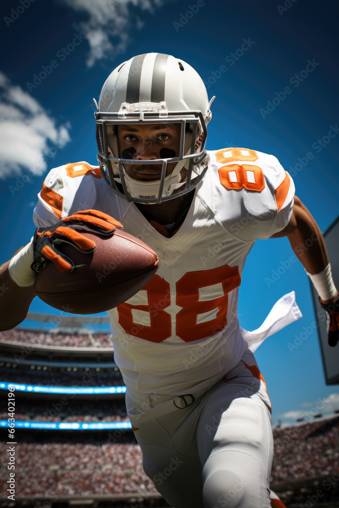 Fototapeta premium America football. Action shot on the field.