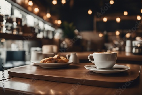 This stunning coffee shop photograph featuring a cozy shelf and table setup perfect for a cafe photo