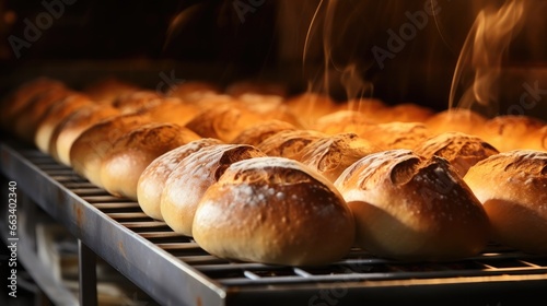 Fresh bread from cereals with seeds from a bakery, Baking bread in the oven.